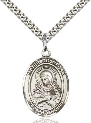Mater Dolorosa Medal<br/>7290 Oval, Sterling Silver