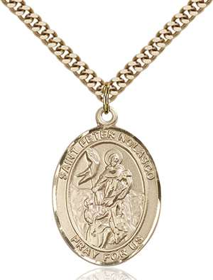 St. Peter Nolasco Medal<br/>7291 Oval, Gold Filled