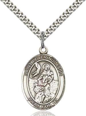 St. Peter Nolasco Medal<br/>7291 Oval, Sterling Silver