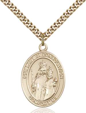 Our Lady of Consolation Medal<br/>7292 Oval, Gold Filled