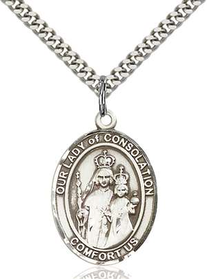 Our Lady of Consolation Medal<br/>7292 Oval, Sterling Silver