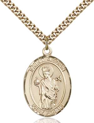 St. Aedan of Ferns Medal<br/>7293 Oval, Gold Filled