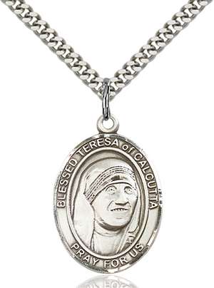 Blessed Teresa of Calcutta Medal<br/>7295 Oval, Sterling Silver