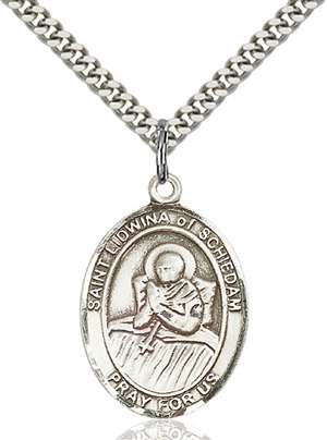 St. Lidwina of Schiedam Medal<br/>7297 Oval, Sterling Silver