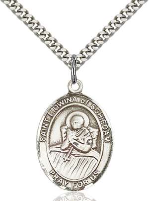 St. Lidwina of Schiedam Medal<br/>7297 Oval, Sterling Silver