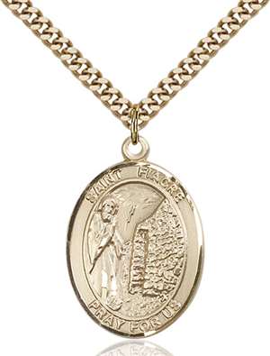 St. Fiacre Medal<br/>7298 Oval, Gold Filled