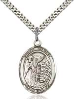 St. Fiacre Medal<br/>7298 Oval, Sterling Silver