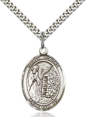 St. Fiacre Medal<br/>7298 Oval, Sterling Silver