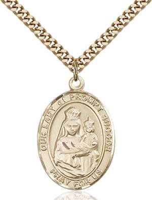 Our Lady of Prompt Succor Medal<br/>7299 Oval, Gold Filled