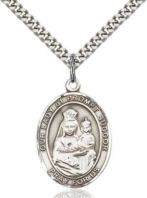 Our Lady of Prompt Succor Medal<br/>7299 Oval, Sterling Silver