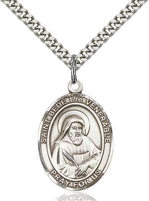 St. Bede the Venerable Medal<br/>7302 Oval, Sterling Silver