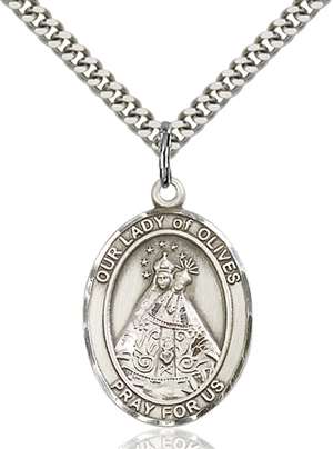 Our Lady of Olives Medal<br/>7303 Oval, Sterling Silver