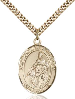 St. Thomas of Villanova Medal<br/>7304 Oval, Gold Filled