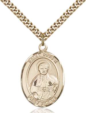 St. Pius X Medal<br/>7305 Oval, Gold Filled