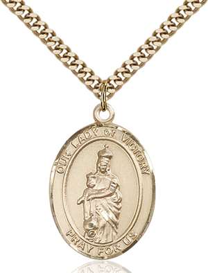 Our Lady of Victory Medal<br/>7306 Oval, Gold Filled