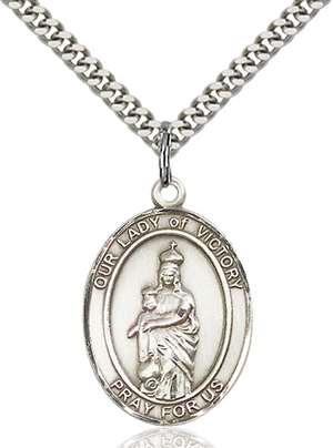 Our Lady of Victory Medal<br/>7306 Oval, Sterling Silver