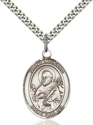 St. Meinrad of Einsideln Medal<br/>7307 Oval, Sterling Silver