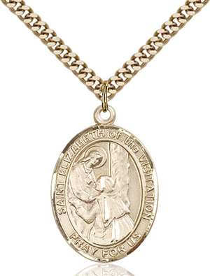 St. Elizabeth of the Visitation Medal<br/>7311 Oval, Gold Filled