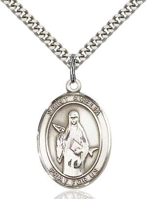 St. Amelia Medal<br/>7313 Oval, Sterling Silver