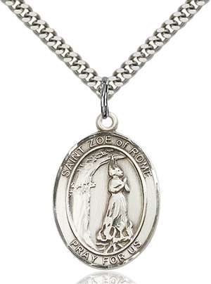 St. Zoe of Rome Medal<br/>7314 Oval, Sterling Silver
