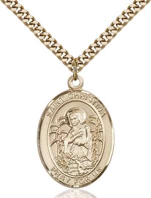 St. Christina the Astonishing Medal<br/>7320 Oval, Gold Filled
