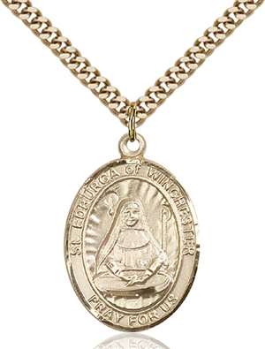 St. Edburga of Winchester Medal<br/>7324 Oval, Gold Filled