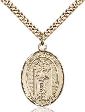 St. Matthias the Apostle Medal<br/>7331 Oval, Gold Filled