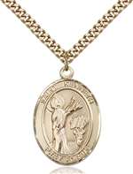St. Kenneth Medal<br/>7332 Oval, Gold Filled