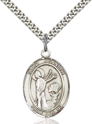 St. Kenneth Medal<br/>7332 Oval, Sterling Silver