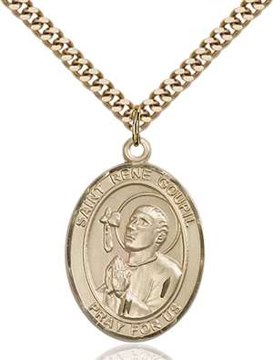 St. Rene Goupil Medal<br/>7334 Oval, Gold Filled