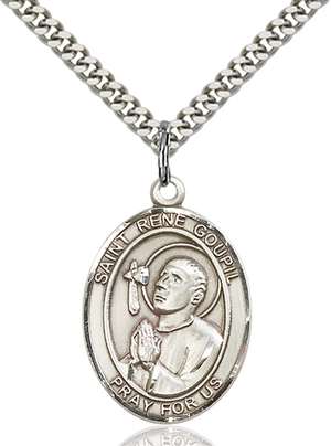 St. Rene Goupil Medal<br/>7334 Oval, Sterling Silver