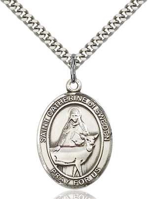 St. Catherine of Sweden Medal<br/>7336 Oval, Sterling Silver
