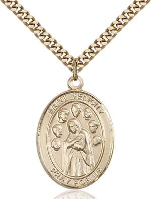 St. Felicity Medal<br/>7341 Oval, Gold Filled