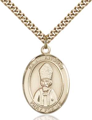 St. Anselm of Canterbury Medal<br/>7342 Oval, Gold Filled