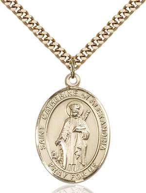 St. Catherine of Alexandria Medal<br/>7343 Oval, Gold Filled