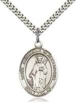 St. Catherine of Alexandria Medal<br/>7343 Oval, Sterling Silver
