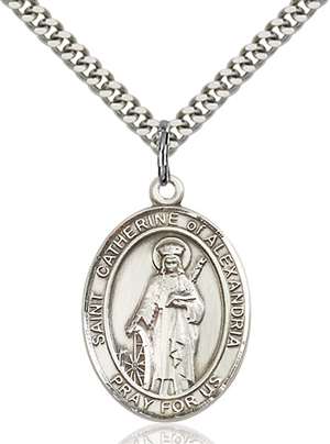 St. Catherine of Alexandria Medal<br/>7343 Oval, Sterling Silver