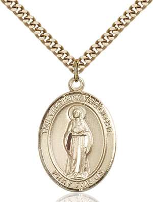 Virgin of the Globe Medal<br/>7345 Oval, Gold Filled
