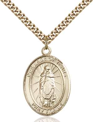 Our Lady of Tears Medal<br/>7346 Oval, Gold Filled