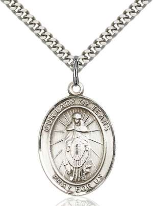 Our Lady of Tears Medal<br/>7346 Oval, Sterling Silver