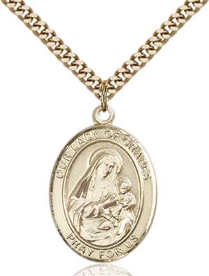 Our Lady of Grapes Medal<br/>7347 Oval, Gold Filled
