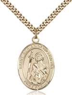 St. Adrian of Nicomedia Medal<br/>7353 Oval, Gold Filled