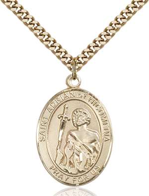 St. Adrian of Nicomedia Medal<br/>7353 Oval, Gold Filled