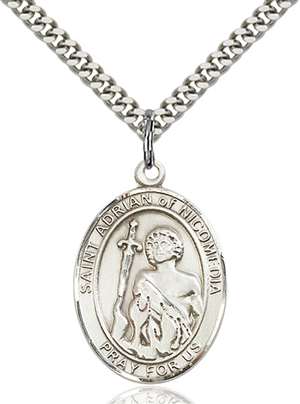 St. Adrian of Nicomedia Medal<br/>7353 Oval, Sterling Silver