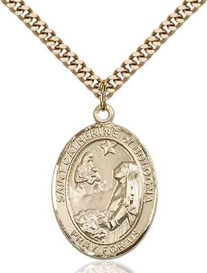 St. Catherine of Bologna Medal<br/>7354 Oval, Gold Filled