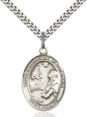 St. Catherine of Bologna Medal<br/>7354 Oval, Sterling Silver