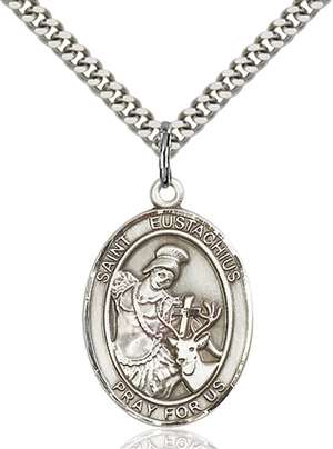 St. Eustachius Medal<br/>7356 Oval, Sterling Silver