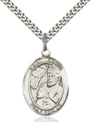 St. Edwin Medal<br/>7361 Oval, Sterling Silver