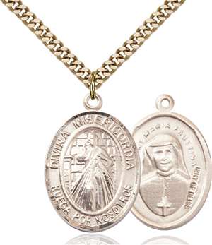 Divina Misericordia Medal<br/>7366 Spanish, Oval, Gold Filled