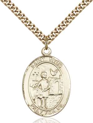 St. Vitus Medal<br/>7368 Oval, Gold Filled